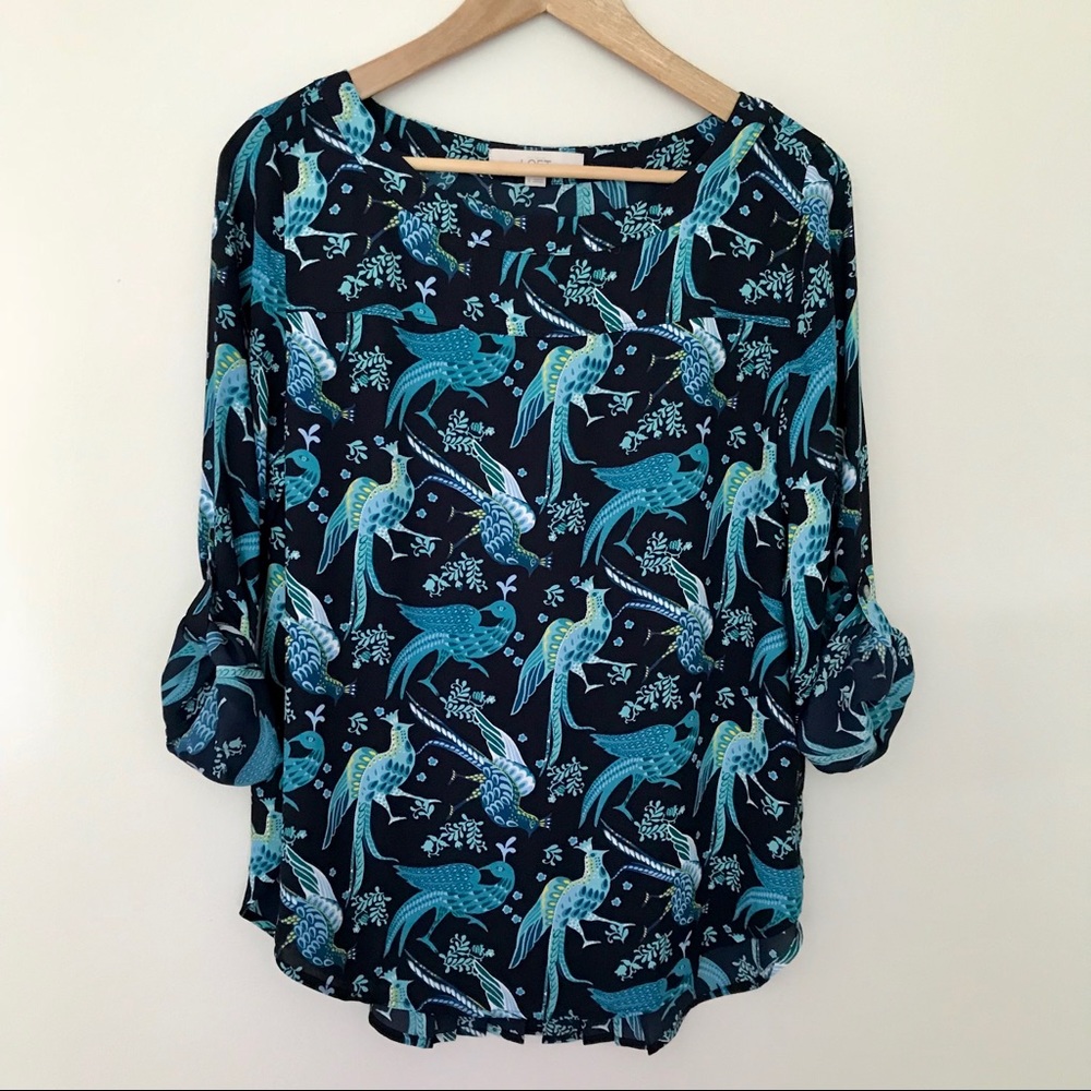 LOFT bird print blouse